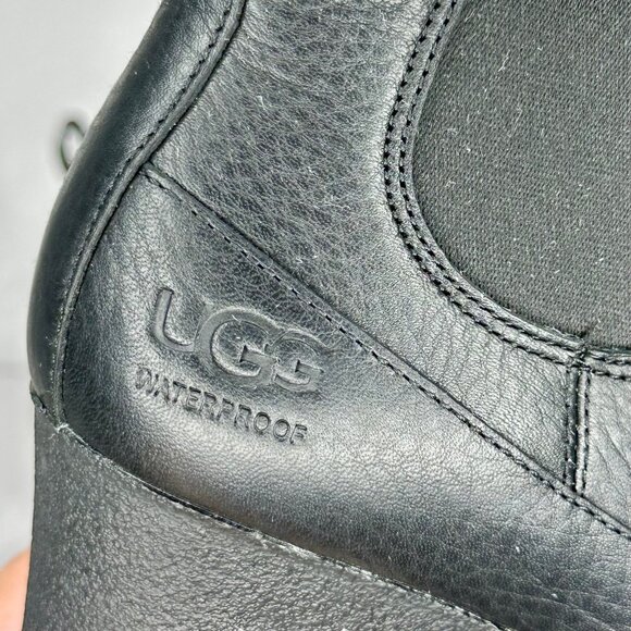 NW/B Ugg Arleta Wedge Waterproof Black Silver Buckle Boots Size 9.5 - Picture 6 of 12